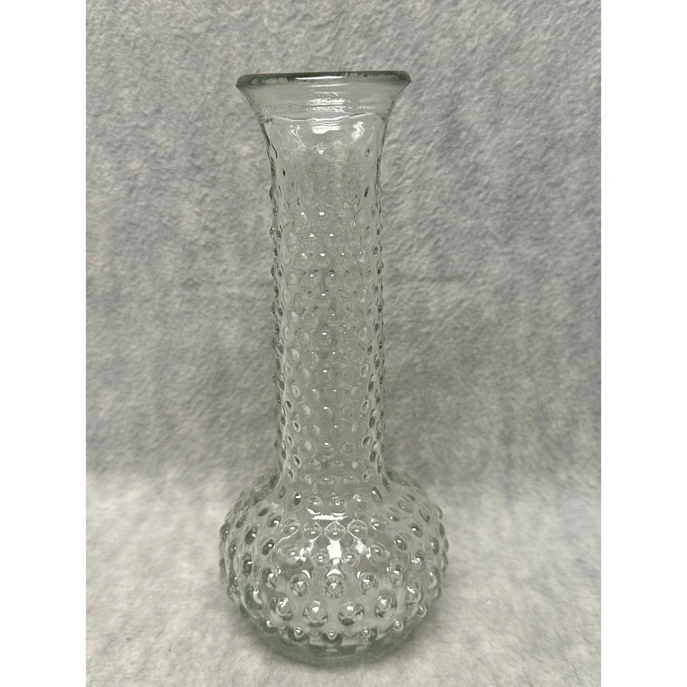 Bud Vase‎ Clear Hobnail Textured Glass Vintage Style 8 Inch